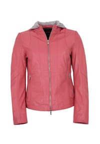 JILANI - Damen Lederjacke Lammnappa Kapuze coral - coral