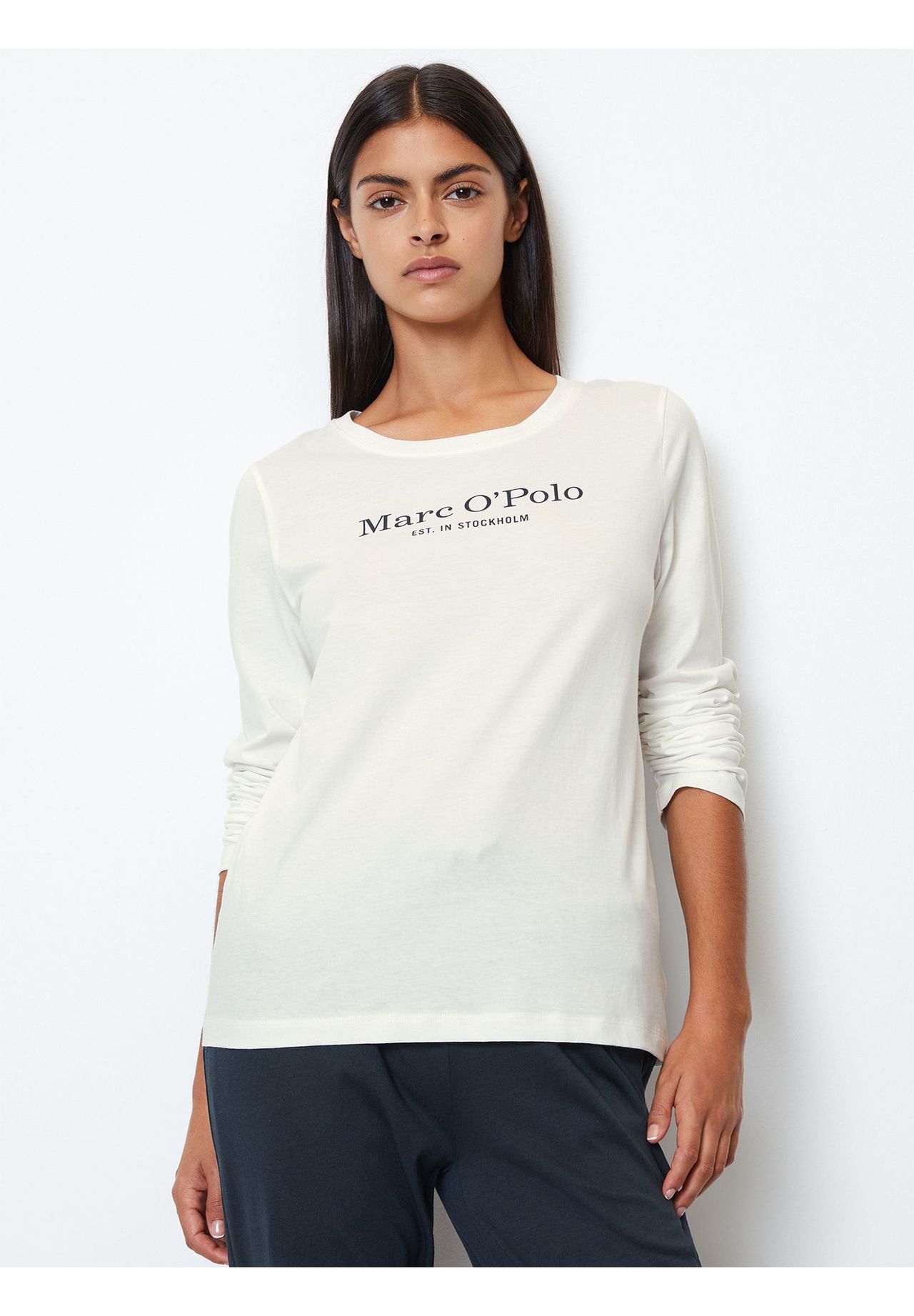 Marc O'polo Mix + Match Loungewear-Oberteil, Langarm, Motiv, FüR Damen, Weiß, Xs