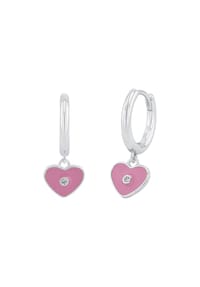 Prinzessin Lillifee - Creolen für Mädchen, 925 Sterling Silber, Zirkonia synth. | Herz - Rosa