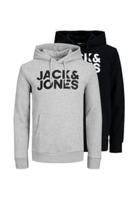 JACK & JONES - Sweatshirt / Hoodie 2er Pack Corp - Dunkelblau / grau