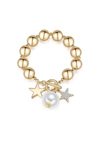 Luluandjane - Damen Armband aus Metall-Legierung in Gelbgold mit Glas und Perle (synth.) - gelbgold