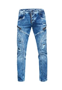 RUSTY NEAL® - Jeanshose MORI mit trendigen Zierelementen - Black Used Yellow Washed