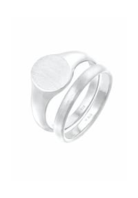 KUZZOÍ - Ring Herren Siegelring Basic Bandring 2Er Set 925 Silber - Gold