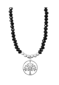Adelia's Bold Style - Halskette mit Anhänger – Lebensbaum aus Glas - schwarz
