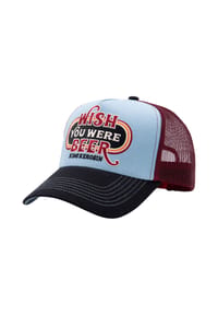 KING KEROSIN - Trucker Cap mit humorvoller Stickerei Wish You Were Beer - hellblau
