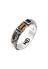 HAZE & GLORY - Ring Ring Unisex Quarz Braun 925 Sterling Silber - Silber