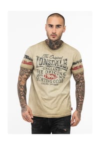 LONSDALE™ - Herren T-Shirt normale Passform SKELD - Sand/Navy/Red