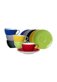 RitzenhoffAndBreker Kaffeetassen mit Untertassen Doppio 200 ml 6er Set bunt - DOPPIO - bunt