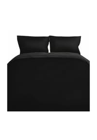 COFI - Einfarbige Wendebettwäsche 100% Baumwolle Satin  Reißverschluss - Schwarz/Anthrazit 135 x 200 cm