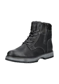 TOM TAILOR - Lederimitat/Textil Stiefelette - Schwarz