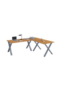 VCM. - VCM Holz Schreibtisch | Eckschreibtisch schlicht | 130x130 | L Form links oder rechts | Arbeitstisch Platte 50 cm tief | Computertisch Büromöbel - Lona X - Schwarz / Anthrazit