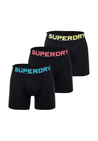 Superdry. - Herren Boxershorts, 3er Pack - Boxer Triple Pack, Logobund, Cotton Stretch - Schwarz