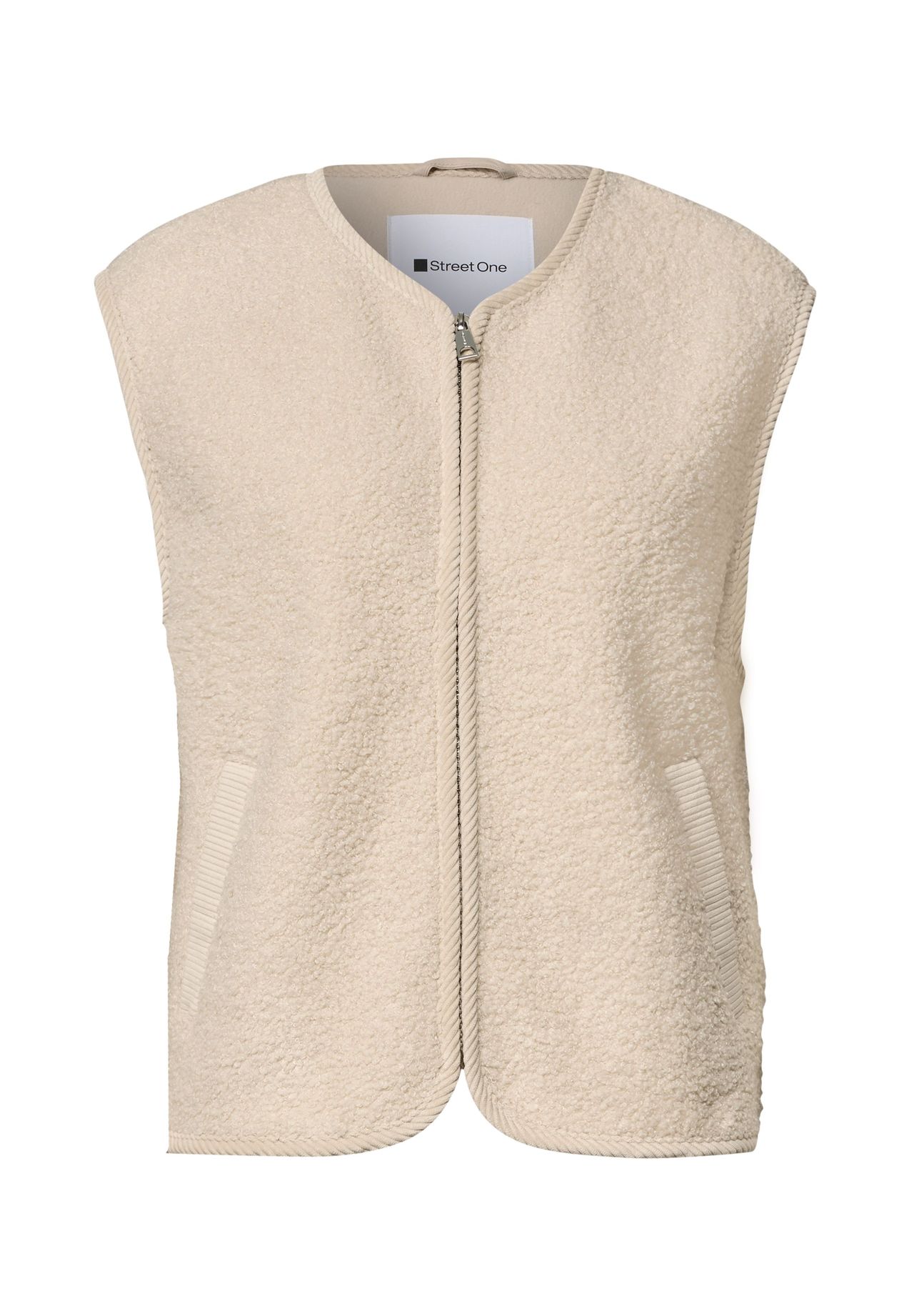 Street One Beige Teddy-Weste Mit Zipper Und Corddetails Damen - Image 3