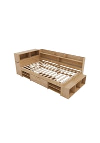 KOMHTOM - Kinderbett 90x200, Massivholz natur, mit Regalen – ohne Matratze - Natürlich