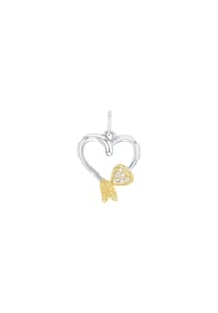 amor Herz - Motivanhänger für Damen, 925 Sterling Silber, Zirkonia synth. | Herz - Bicolor