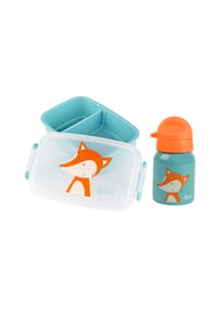 sigikid® - Kindergarten-Set Trinkflasche & Brotdose Fuchs ,  für Kinder - blau/orange fuchs