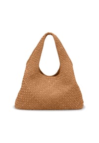 LES VISIONNAIRES PAZ Weave - PAZ Weave Schultertasche Leder 44 cm - golden brown