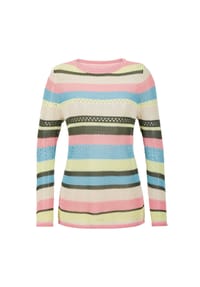 GOLDNER - Kurzgröße:  Ringelpullover mit Lochmuster - bunt / gemustert