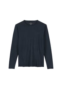 DSTREZZED - Herren Langarmshirt - Newman Crew, Rundhals, Heavy Slub Jersey, Baumwolle - Dunkelblau