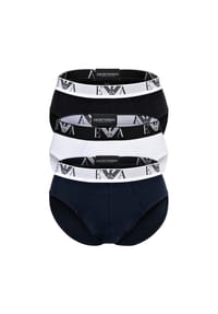 EMPORIO ARMANI - Herren Slips 3er Pack - BOLD MONOGRAM, Briefs, Stretch Cotton - Blau
