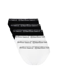 Bamboo basics© - Damen Slips YARA, 6er Pack - Logo-Bund, atmungsaktiv, Single Jersey - Schwarz