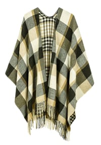 collezione alessandro® - Poncho Aspen Made in Italy, Kuschelweich, mit Karo - blau
