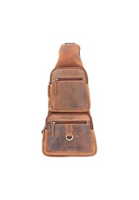 GREEN BURRY Vintage - Vintage Umhängetasche Leder 20 cm - brown