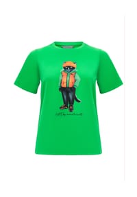 cat e lolette - Grünes T-Shirt mit Katzenmotiv - grün