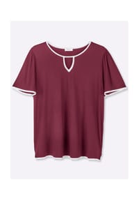 sheego - Halbarmshirt - bordeaux-schwarz