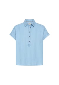 camel active - Kurzarm Bluse mit Knopfleiste - Hellblau