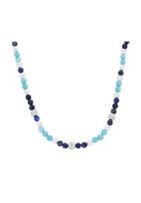 GIORGIO MARTELLO MILANO - Collier mit Zirkonia, Steinkugeln und Muschelkern-Perlen, Silber 925 - lila