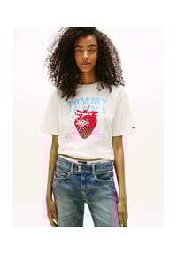 TOMMY Jeans - T-Shirt, Halbarm, für Damen - YBL ECRU