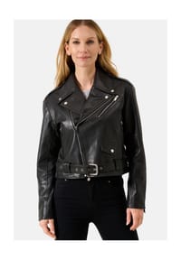 RICANO - Damen Lederjacke Hera Oversized - Bikerjacke mit Gürtel und Reverskragen - Cognac