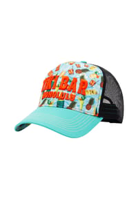 KING KEROSIN - Trucker Cap mit 3D-Stickerei und Allover-Print Tiki Bar Honolulu - türkis