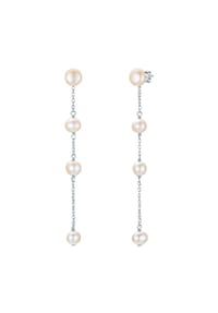 VALERO PEARLS - Damen Ohrringe aus 925/- Sterling Silber in Silber mit Süßwasser-Zuchtperle - weiß