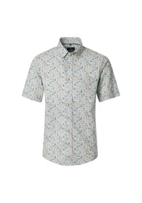 CASAMODA - Herren Leinenhemd Kurzarm Print Casual Fit - Hellorange