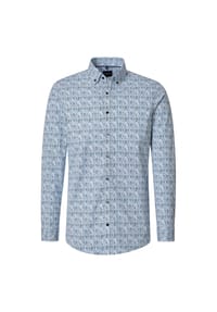 VENTI - Herren Businesshemd Langarm Print Body Fit - Blau