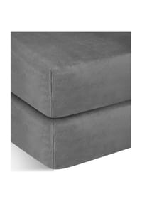 Aspero® - 2 Flanell-Spannbettlaken PERPIGNAN - Anthrazit