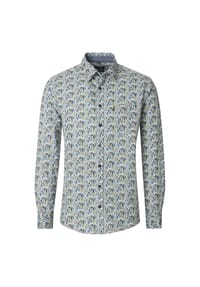 CASAMODA - Herren Freizeithemd Langarm Print Casual Fit - Grün