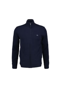 GANT - Herren Strickjacke - SUPERFINE LAMBSWOOL ZIP CARDIGAN, Stehkragen, Wolle - Dunkelblau