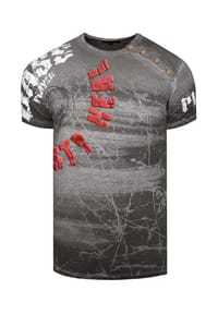 RUSTY NEAL® - T-Shirt mit großflächigem Front-Print - Anthrazit