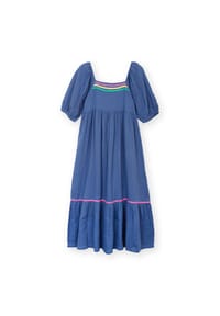 KITE - Damen Cattistock Musselin Mit Wellenband Kleid Navy Bio-Baumwolle - blau