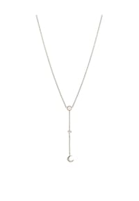 elli. - Halskette Y-Kette Halbmond Regenbogen Mondstein 925 Sterling Silber - Silber
