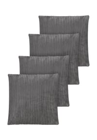 Aspero® - 4er Set Kissenbezüge aus Streifen-Flanell 45x45 cm Zarate - Dunkelgrau