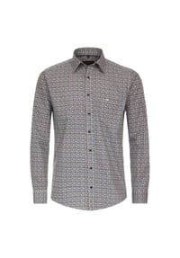CASAMODA - Herren Freizeithemd Print Casual Fit - Dunkelrot