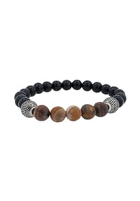 Adelia's Bold Style - Armband – Kugelarmband aus Edelstahl mit Onyx 19 cm - schwarz