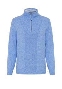 olsen - Pullover mit Troyerkragen und Reißverschluss - Cobalt Melange