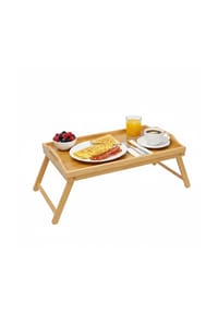 Cheffinger - aus Bambus - Frühstücksbrett & Snacktablett mit Klappfüßen - 