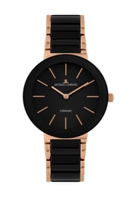 JACQUES LEMANS CERAMIC - Damenuhr "42-7C" - ROSÉGOLD/SCHWARZ