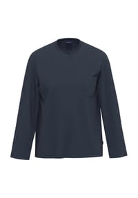 AMMANN - Schlafshirt, Langarm, Brusttasche, für Herren - 22 DUNKELBLAU